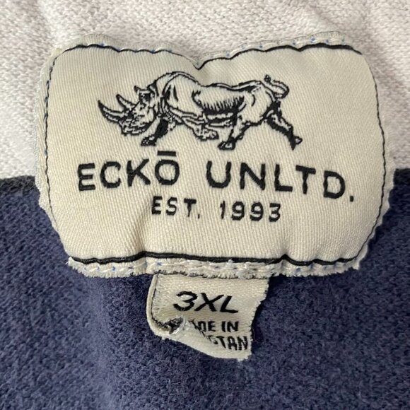 Ecko Unltd Mens Polo Shirt 3XL Striped Blue & White Cotton Casual Short Sleeve - Picture 5 of 9